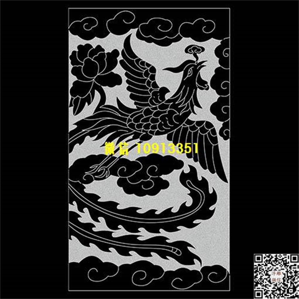 精雕图126墓碑凤凰祥云板精雕图线雕图线条图单线铣底图_电脑雕刻plt文泰矢量图精雕图浮雕图